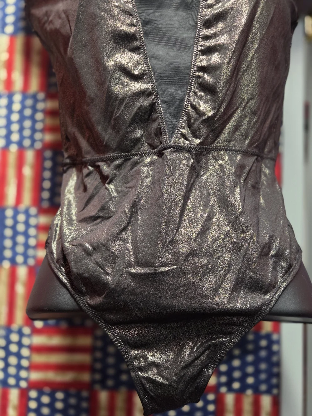 **Victoria's Secret Black Bodysuit with Golden Shimmer Color.** - Picture 3 of 7